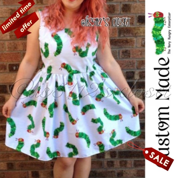 Eric Carle’s The Very Hungry Caterpillar Custom Made Skater Swing Dress 2X 3X - Picture 1 of 16